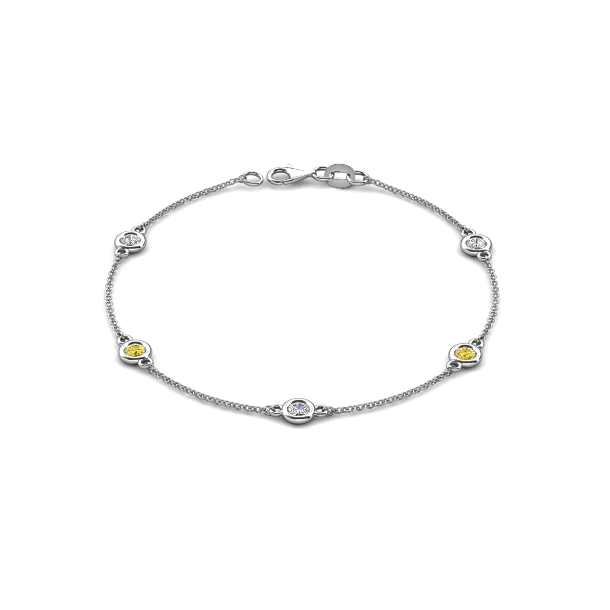 Aizza 1.35 ctw Yellow Sapphire and Lab Grown Diamond (4 mm) Station Bracelet 